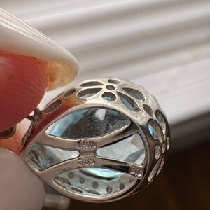 Sterling Silver Blue Topaz Openwork Pendant - 925